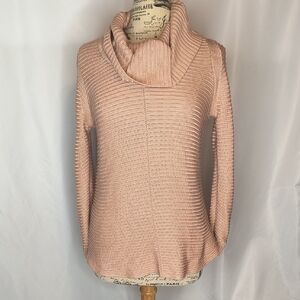 Calvin Klein Soft Pink Cowl Neck Sweater Sophisticated, Soft Texture.